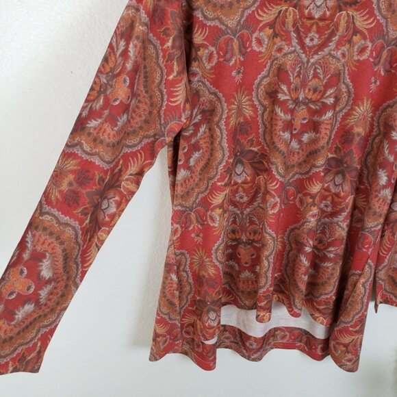Soft Surroundings Bohemian Paisley Floral Print Knit Top Pullover size 1X - Picture 5 of 10